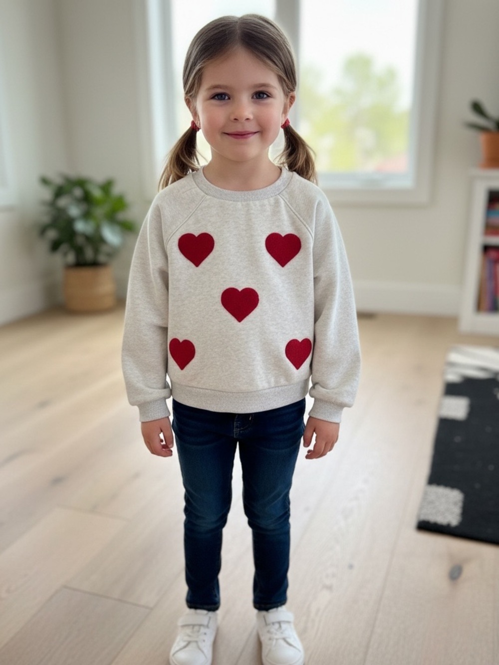 Tucker and Tate Heart Appliqué Cropped Sweatshirt - Red Hearts size 7